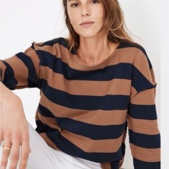 Madewell Striped Luxe Long-Sleeve Tee. New With Tags. Size M. - Picture 1 of 6